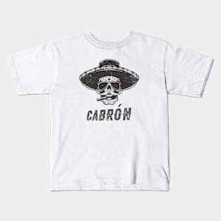 Cabrón Badass Skull with Sombrero and Cigar Kids T-Shirt